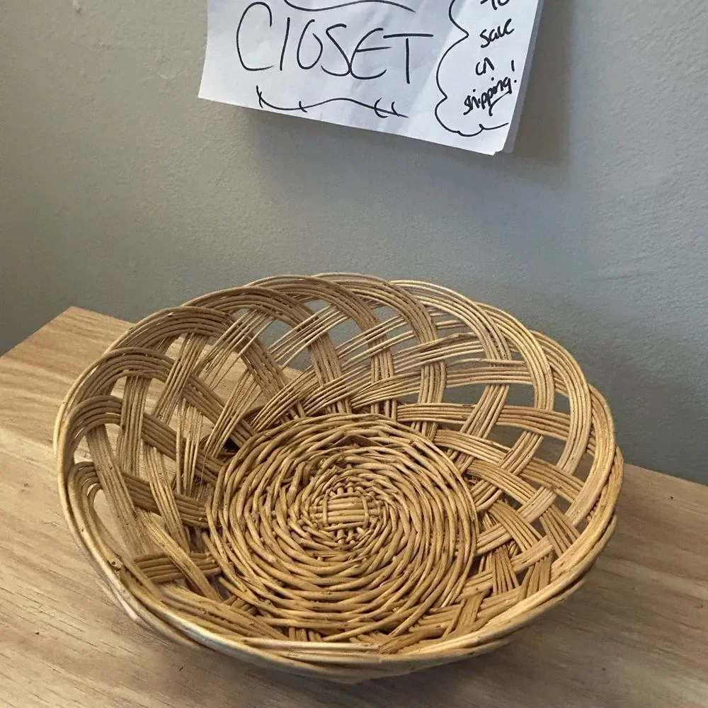 Woven Decorative Rattan Bowl - Natural Brown Home Accent
